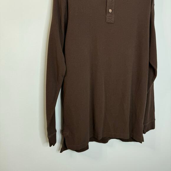 Duluth Trading Men's Longtail T Waffle Henley Long Sleeve Brown Large - Picture 4 of 11